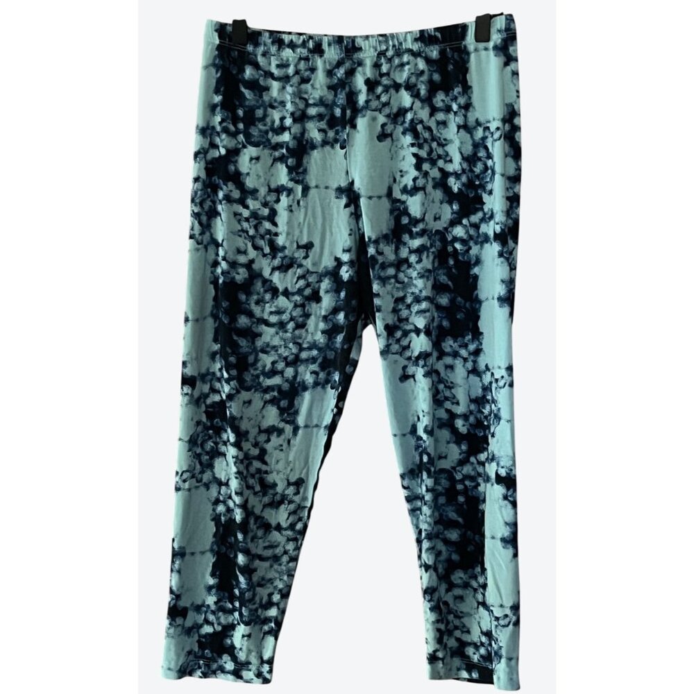 Bryn Walker Women's Small Light Blue Navy Geometric Elastic Waist Capri Pants